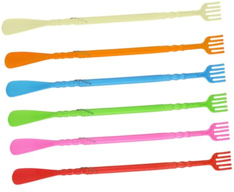 ibasenice Calzador De Dos Extremos y Rascador De Espalda Multifuncional De Plástico, Práctico Para Uso Personal, Masaje Relajante y Ayuda Para Ponerse Zapatos, Set De 6 Unidades Color Mezclado