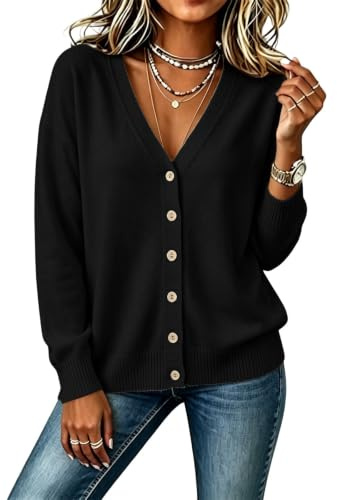 LUNMIRY Femme Gilet Chic et Elegant Leger Cardigan Coton Maille Fine Pull