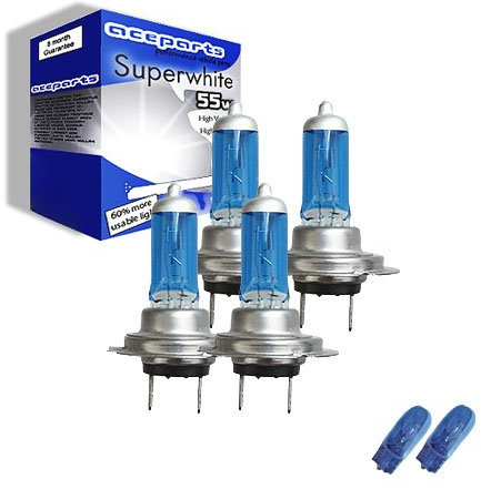 55w Super White Xenon High (main) / Low (dipped) / Side beam upgrade HeadLight Bulbs PEUGEOT 206 CC 16V 09.00->