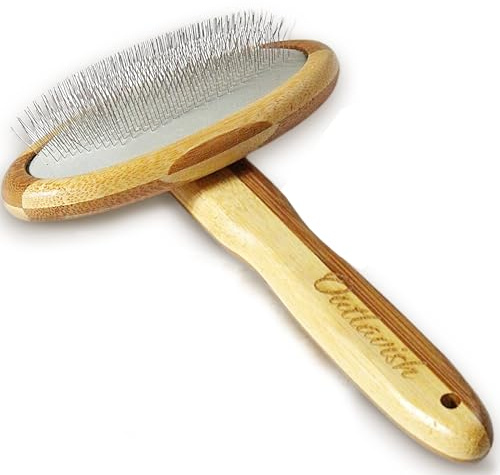 Outlavish Cepillo de piel de oveja, limpiador de alfombras de lana, alambre de bambú, cardado, desenreda el pelo y restaura como nuevo, puntas más largas, diseño más fuerte, para esponjar vellones,