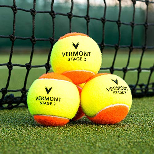 Vermont Tennisbollar | Träning tennisbollar – ITF godkända minitennisbollar alla planytor [bulkköp] (mini orange (etapp 2), paket med 12)