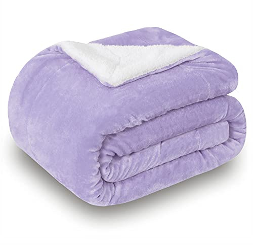 SOCHOW Sherpa Fleece Throw Blanket, Double-Sided Super Soft Luxurious Plush Blanket 127cm×150cm, Lilac