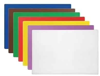 Catering Parts UK Chopping Board Set 7 Pieces Multi Coloured for Commercial Kitchens Set of 7 Low Density Cutting Boards 45 x 30 x 12mm, Yellow,white,green,red,purple