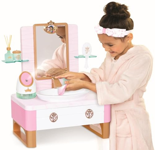 Disney Princess Style Collection Day Deluxe Spa für Mädchen mit realistischem Dampf, Hautpflegeutensilien und echtem fließendem Wasser, 20-teilig