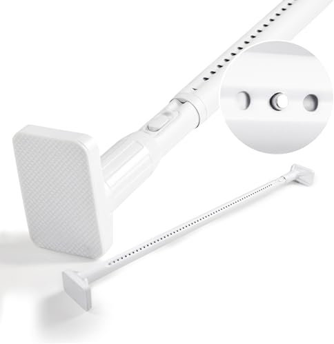 Deconovo 1 Stück Gardinenstange ohne Bohren Ausziehbar Ø32mm Duschvorhangstange Vorhangstange Teleskop stabil rutschfest Duschstange für Fenster Badezimmer Duschvorhang Kleiderstange, 110-170 cm, Weiß