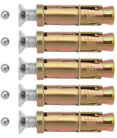 eMagTech Lot de 5 Boulons de Sécurité Antivol M10 Boulons d'expansion M10 X 70 Mm Boulons d'ancrage de Sécurité Adaptés à La Fixation de Pierre en Béton avec Billes en Acier de 6 Mm