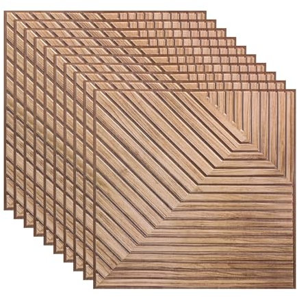 10PC 3D-Wandpaneele, 30 * 30cm Wandpaneele Selbstklebend, Ziegelstein-Effekt-Wandpaneele, Wasserdichte Schaumstoff-Wandpaneele, Geeignet für Küche, Bad, Wohnzimmer (Gelbe Holzmaserung)