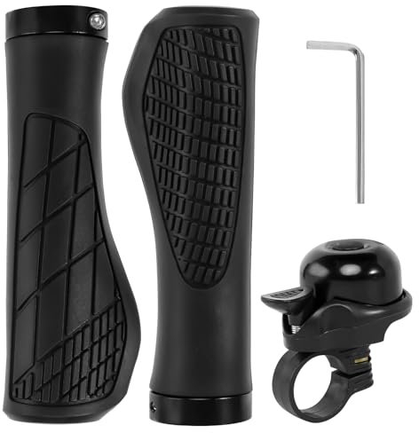 Ergonomische Fahrradgriffe, 1 Paar Fahrrad Lenker Griffe mit Aluminium Lock, Rutschfester Gummi Fahrrad Griffe Mountainbike für MTB Trekkingrad Cityrad Rennrad (Durchmesser 22mm)