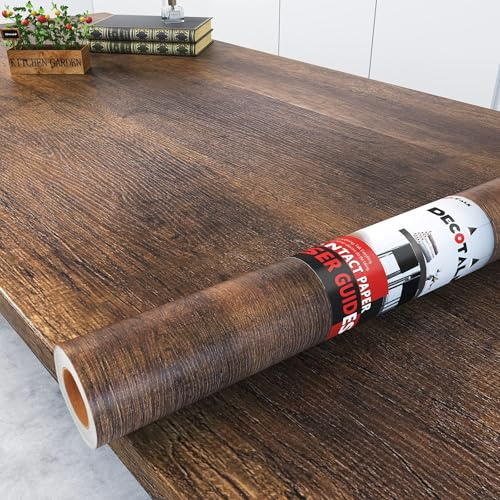 Decotalk Vinilo Adhesivo Muebles Cocina Marrón Efecto Madera 90X300cm Papel Adhesivo Para Muebles Marrón Papel Pintado Adhesive Forrar Rollo Autoadhesivo Impermeable Decorativo Para Cocina Armario