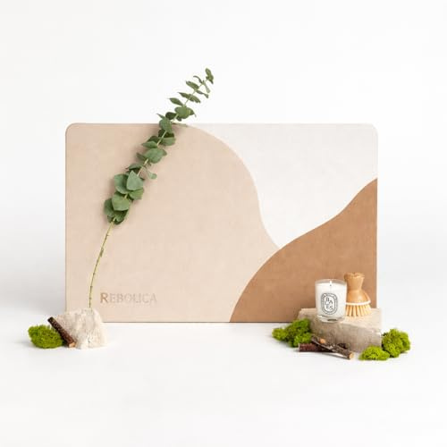 Rebolica - Alfombra de Baño de Diatomita Antideslizante – 60x40 cm – Secado Rápido y Alta Absorción – Alfombra de Piedra Natural para Ducha y Baño Moderno - Marron