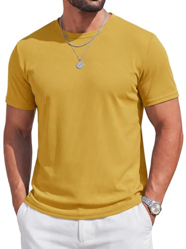 Runcati Maglietta estiva da uomo, a maniche corte, girocollo, leggera, funzionale, tinta unita, slim fit, palestra, sport
