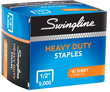 Swingline Staples, Heavy Duty for Desktop Staplers, 1/2 Length, 100/Strip, 5000/Box (79392)