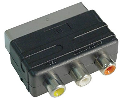 Electrovision - Adaptador Euroconector con 3 RCA Hembra, Color Negro