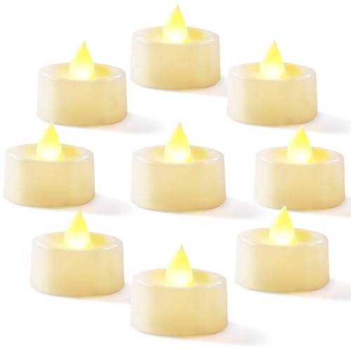 Homemory 24 Pack Warm White Battery LED Tea Lights, Lasts 3X Longer, 200Hours, Flameless Flickering Tealight Candle, Electric Fake Candle for Votive, Wedding, Party, Table, Dining Room, Gift