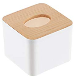 Fdit Kosmetiktuchspender aus Holz mit Deckel aus Holz aus Kunststoff für herausnehmbare Taschentücherbox, Carré