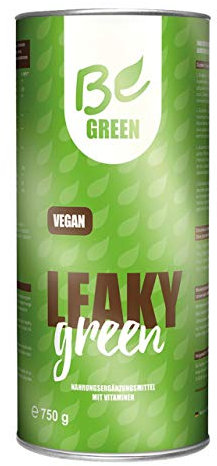 BeGreen Leaky Green, vegane Darm-Sanierung-Kur mit L-Glutamin, Shiitake, Cordyceps, Pleurotus, Hericium, Vitamin D3, K2, Zink und Quercetin, 750g Pulver, Darmreinigung und Immunsystem stärken