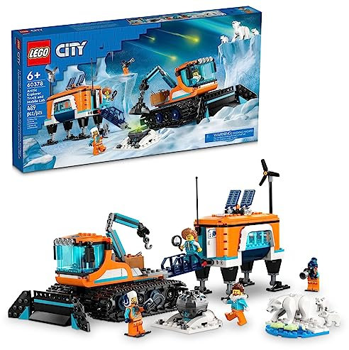 LEGO City Exploration Arctic Explorer Truck und Mobile Lab 60378 Bauset für Kinder ab 6 Jahren mit einem Kettenfahrzeug, Labor auf Ski, Meteorit, Schneelandschaft, 4 Minifiguren und 3 Eisbär-Figuren