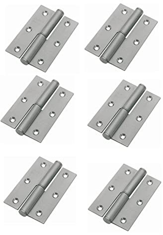 AZERODESIGN-Bisagras para Puertas- Bisagras Puertas Madera-Pack 6 Unidades-Material Acero Inoxidable- Medidas 90x65x2.5mm-Cantos Cuadrados-sin Remates (DERECHA)