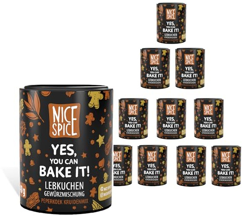 NICE SPICE Condimento para pan de jengibre, 10 latas (10 x 40 g), mezcla de especias para deliciosos pan de jengibre, hornear, regalo para los amantes de la repostería