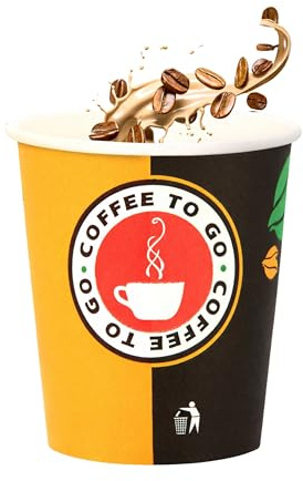 Inoverse 200 stück Pappbecher, Einweg Coffee to Go Becher - 300ml, Kaffee to go Becher Pappe, 12oz Trinkbecher für Tee, Einwegbecher, Papierbecher, Kaffeebecher to go, Kaffeetassen, Ø 90 mm