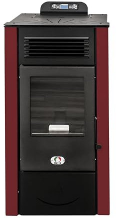 STUFE A PELLET ITALIA San Diego 12 Kw 5 Stelle Canalizzata WiFi - Stufa ad Aria Ventilata Efficienza 91% Scalda 120m² Autonomia 15H Certificata 5 Stelle 5 Potenze Programmabile Garanzia 24 Mesi Rosso