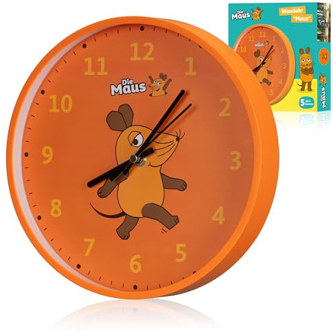 Bresser DieMaus Kinderwanduhr - Lernuhr für Kinderzimmer mit farbenfrohem Design und leisen Uhrwerk