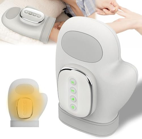 Massaggiatore a mano, massaggiatore per mani wireless, 5 livelli di compressione dell'aria e funzione di riscaldamento, massaggiatore per dita ricaricabile con funzione temporale per artrite