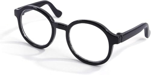 Rzcin Black Pet Dog Cute Glasses Clear Lens Retro Glasses Photo Props Transparent Cat Sun Glasses for Small Dogs Cats Cosplay Costume Sunglasses Apparel Accessories
