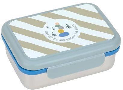 LÄSSIG Boîte à lunch pour enfants en acier inoxydable Boîte à petit-déjeuner Durable Maternelle École/Lunchbox Stainless Steel Sunny Explorer green/blue