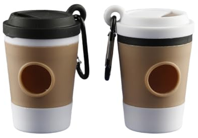 Wellrun 2PCS Funny Dog Poop Bag Holder,Coffee Cup Design Portable Waste Bag Dispenserfor Travel,Walking,Park