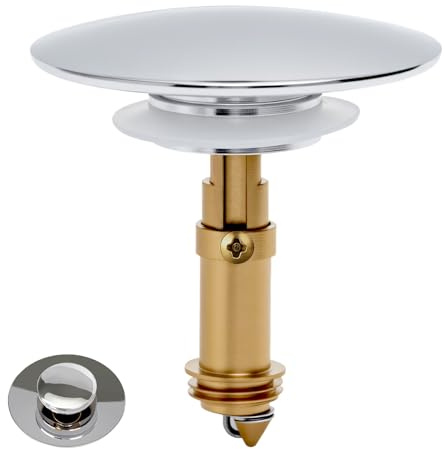 UOCAI Tappo per lavello Pop Up, in ottone Bounce Core, tappo di scarico a pressione, tappo Pop Up per lavello, tappo per vasca da bagno per fori di scarico da 36–39 mm, tappo di ricambio per lavello