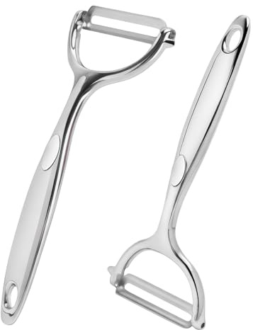 XRVRILE Sparskalare-set 2-delad sparskalare premium rostfritt stål uppgradering med halkfria ergonomiska handtag ultravass robust blad multifunktions-kök frukt- och grönsaksskalare