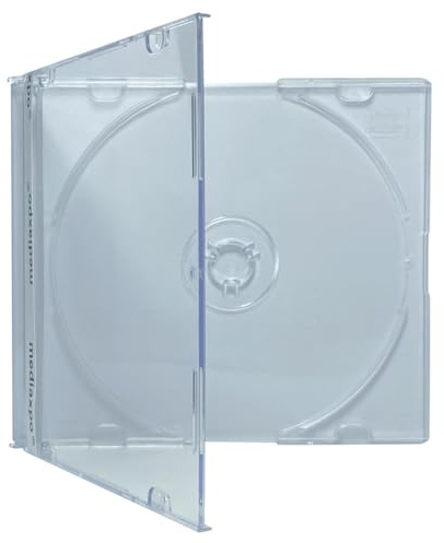 MediaXPO Slim Clear CD Jewel Cases - Pack of 10, Durable Storage for CDs/DVDs, Lightweight and Transparent Design