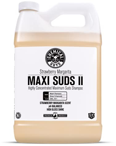 Chemical Guys CWS_1011 Maxi-Suds II Foaming Car Wash Soap (for Foam Cannons, Foam Guns or Bucket Washes) for Cars, Trucks, Motorcycles, RVs & More, 128 Fl Oz (1 Gallon), Strawberry Scent