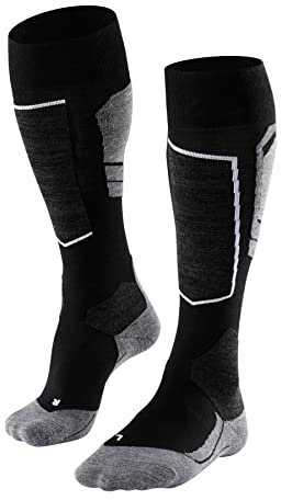 FALKE SK4 Advanced M Kh lana filo funzionale caldi sottili 1 paio, Calzini da sci Uomo, Nero Black-Mix 3010-O, 42-43