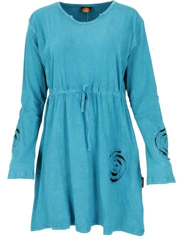 GURU SHOP Hippie Minikleid Boho Chic Spirale, Tunika - Blau, Damen, Size:L