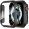 Diruite 2-Stück Hülle für Apple Watch Series 6/5/4/SE 44mm Hartglas Schutzhülle Hard PC Ultradünne Glas Schutz Case Rundum Displayschutz Schwarz,44mm