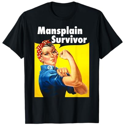 Mansplain Survivor Maglietta Funny Mansplaining Femminismo Maglietta