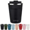 SUNTQ Reusable Coffee Cups Travel - Coffee Travel Mug with Leakproof Lid - Thermal Mug Insulated Cup - Stainless Steel Travel Cup with Rubber Grip - for Hot and Cold Drinks, 13oz/380ml Black