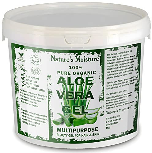 Nature's Moisture Aloe Vera Gel Cruelty Free and Vegan - Cooling, Soothing, Refreshing and Moisturising for All Types Skin & Hair 1Kg