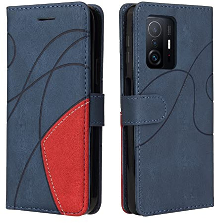 CXTCASE Funda Cartera para Xiaomi 11T/Xiaomi 11T Pro Carcasa, FuncióN Kickstand Cubre con Xiaomi 11T, Funda con Tapa Xiaomi 11T Pro, Funda Movil Carcasa PU Cuero, Azul