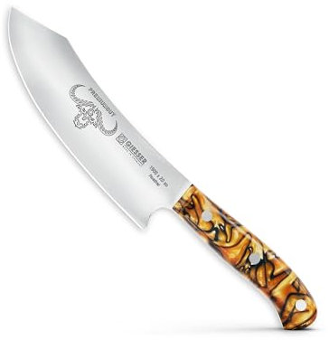 Giesser seit 1776, Made in Germany, Kochmesser 20 cm – Rock 'n Chop Messer, BBQ-Boys-Messer, Deutsches Hackmesser für Fleisch und Gemüse, PremiumCut, Spicy Orange