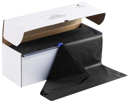 Goodluck 54 Inch X 300 Feet Plastic Table Cloths with Cutter Box, Black Disposable Table Cover Roll, Plastic Tablecloth for Party, Banquet, Wedding, Birthday, Anniversary