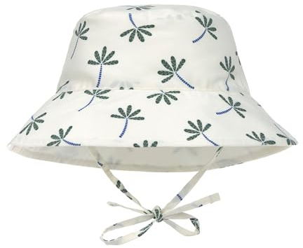 LÄSSIG Baby Kinder Sonnenhut Strandhut Sommerhut Sonnenschutz Kinderhut Babymütze wendbar atmungsaktiv UV-Schutz 80/Sun Protection Bucket Hat Palms Nature, 19-36 Monate, Größe: 50/51