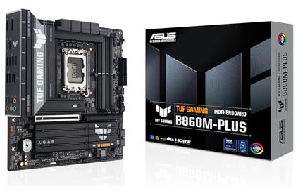 ASUS TUF GAMING B860M-PLUS, Scheda Madre Intel mATX, 12+1+2+1 Fasi di Alimentazione, Slot DDR5, PCIe 5.0, 3 Slot M.2, Ethernet Realtek 2.5 GB, DisplayPort, HDMI, USB-C 20 Gbps, Nera