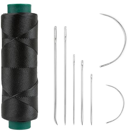 Shelver Waxed Thread with 7 piece Repair Needle Set, Strong Thread for Leather, Upholstery, Shoe, Bag, Sewing of Heavy Fabrics