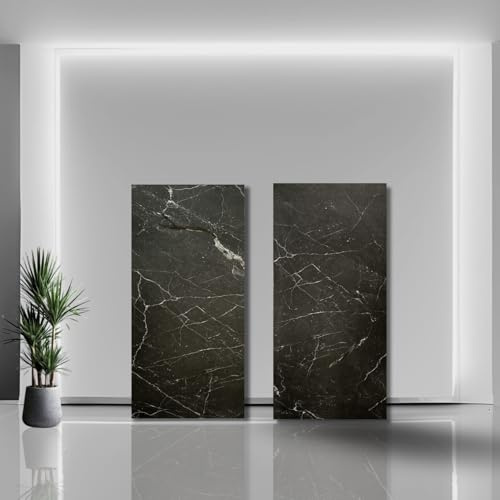 Fliesen dunkel anthrazit marmorierte Steinoptik Athena Nero matt 60×120 cm