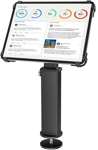 AboveTEK Supporto da scrivania per iPad, supporto per tablet antifurto regolabile con rotazione a 360° e inclinazione a 180°, adatto a tablet da 9,7 a 13, perfetto per il lavoro-Nero
