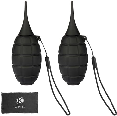 Kit di Pulizia per Fotocamera – 2x Soffietti per Sensore con Punta Morbida-Pulitore a Aria Compressa con Cinturino in Silicone per DSLR, Schermi LCD, Filtro CCD/CMOS, Sensori di Fotocamere Mirrorless