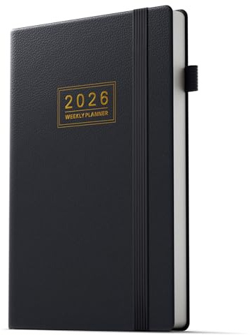 TDOLISSTE - Kalender 2026, veckoplanerare A5-mötesplanerare för lärare, studenter, kontor, flerspråkig 1 vecka 2 sidor, januari 2026 – december 2026 (svart)
